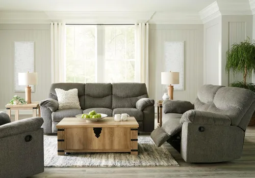 Vista 16 de Signature Design by Ashley Alphons - Sofá biplaza reclinable de transición, color gris claro
