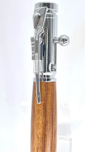 Vista 3 de (1 bolígrafo) 30 Calibre CROMO Bolt Action Pen Kit Completed Pen con brújula en acabado de madera lisa