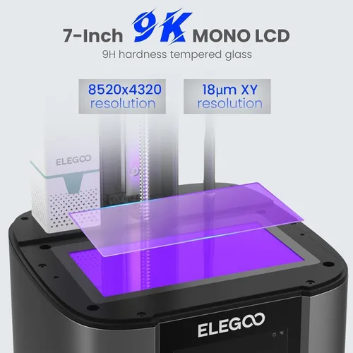 Vista 2 de ELEGOO - Impresora 3D Mars 4 Ultra MSLA con pantalla LCD 9K de 7 pulgadas, Wi-Fi, película de revestimiento de liberación ACF, tamaño de impresión