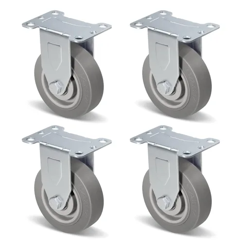 Vista 15 de Ruedas resistentes de 3 pulgadas, ruedas giratorias con frenos, ruedas de placa con rueda de goma para muebles, plataforma, camión, carrito