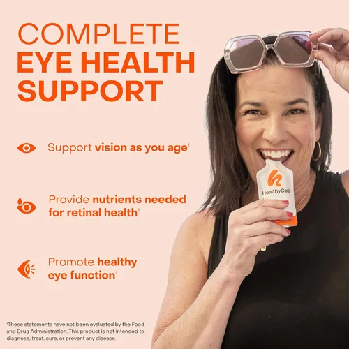 Vista 2 de Healthycell Eye Health Suplemento líquido diario – Vitaminas y minerales para los ojos con luteína, zeaxantina, astaxantina y betacaroteno