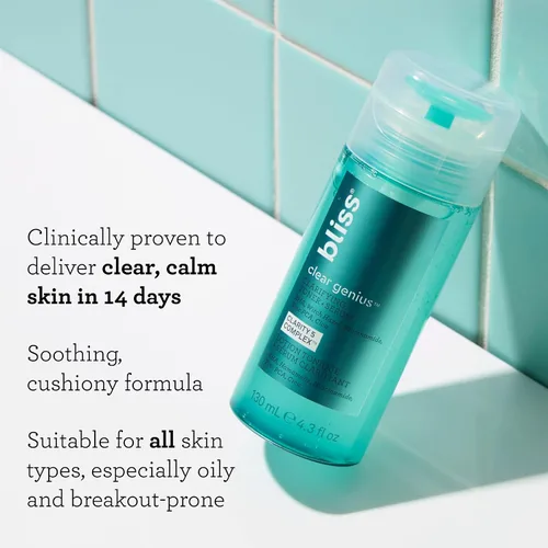 Vista 4 de Bliss Clear Genius Tónico + Suero Clarificante - 127 ml - Purifica los poros, tonifica, calma y aclara la piel - Ácido salicílico, Niacinamida