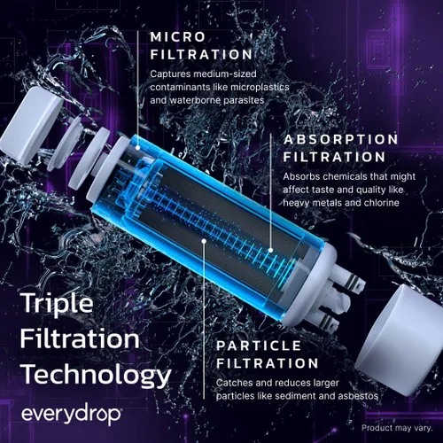 Vista 3 de Everydrop by Whirlpool - Filtro para refrigerador de hielo y agua 1, morado, EDR1RXD1