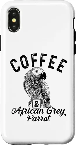 Vista 5 de iPhone 12/12 Pro Café y loro gris africano, lindo estuche de boceto de loro gris