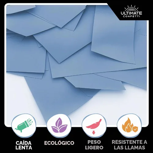 Vista 4 de Ultimate Confetti, Confeti Biodegradable Azul Bebé - Confeti de Papel de Seda Rectangular Revoloteante para Uso en Cañones y Lanzadores – Confeti