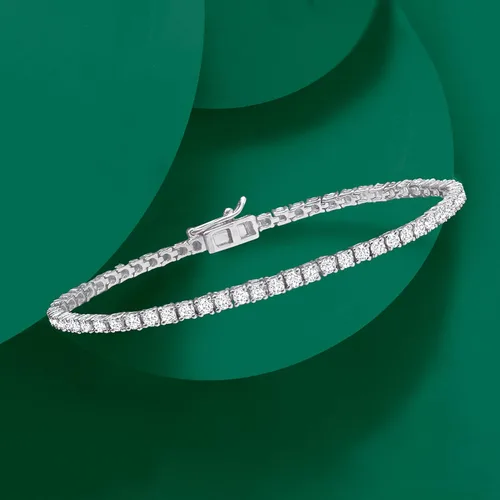 Vista 3 de Ross-Simons Pulsera de tenis con topacio blanco de 4,70 qt t en plata de ley, Gema, Topacio