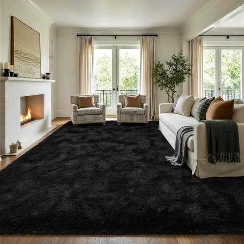 Vista 94 de Noahas Alfombras de Área Grandes y Esponjosas de 5x8 pies para Sala de Estar y Dormitorio, Alfombra Gruesa de Pelo Largo Beige y Blanca, Alfombra