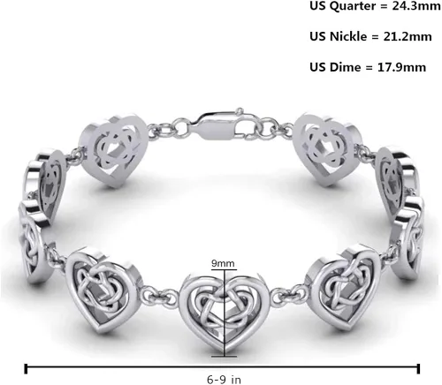 Vista 3 de US Jewels - Pulsera de plata de ley 925 con diseño de corazón y nudo celta