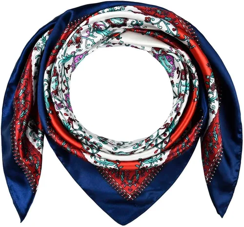 Vista 23 de corciova - Bufanda cuadrada grande para mujer, diadema sedosa para cabello rizado, lazo para dormir por la noche, bandana a la moda, 35 x 35