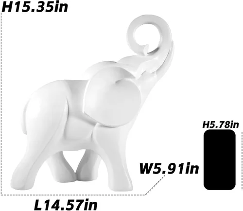 Vista 3 de Estatua de elefante de 15 pulgadas. La decoración de elefante trae buena suerte, salud y fuerza. Regalos de elefante para mujeres, regalos