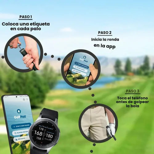 Vista 4 de Sistema de análisis de juego y seguimiento en tiempo real de golf, Golf Tags, Negro, Negro Automatic Shot Tracking, No Charging Required, Works with