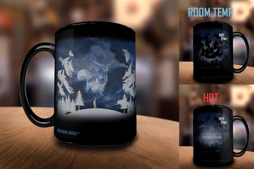 Vista 2 de Harry Potter Expecto Patronum Spell - Taza de cerámica sensible al calor, 16 onzas