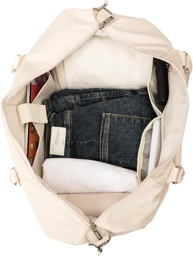 Vista 2 de Kinmac Bolsa de viaje de viaje, bolsa de mano para deportes de fin de semana para el gimnasio (beige)
