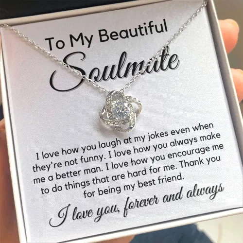 Vista 4 de to My Soulmate Love Knot Necklace - My Lovely Wife, Gifts for Girlfriend, Romantic Gifts for Her from Husband to Wife, Valentine's Day, for Wife BM1