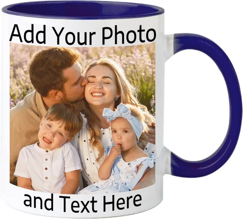 Vista 14 de OELTTG Tazas de café novedosas, taza personalizada con nombre y logotipo de texto fotográfico, taza personalizada de 11 onzas en ambos lados