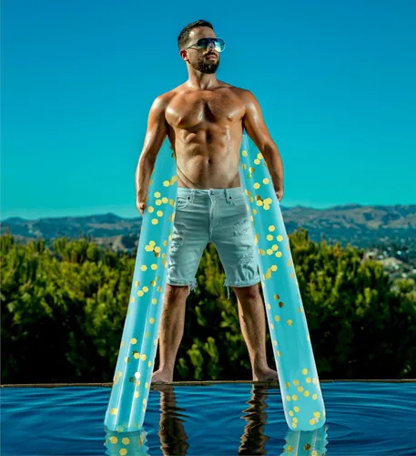 Vista 7 de POZA - Paquete de 2 flotadores inflables gigantes para piscina, lujosos fideos flotantes de agua gigantes de 74 pulgadas llenos de confeti