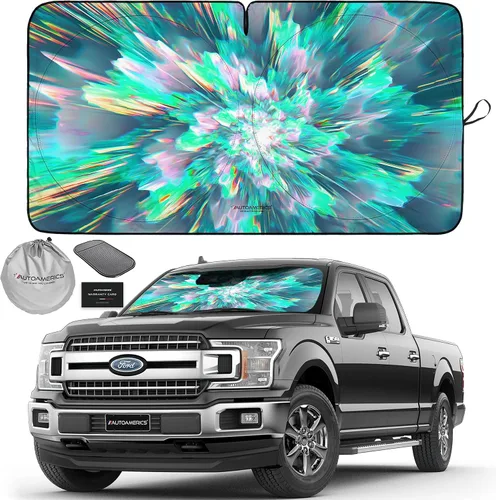 Vista 82 de Parasol de Parabrisas de Una Pieza - Parasol Cromado Líquido Plegable para Ventana Delantera de Auto para Carros SUV Camión - Protector Visor