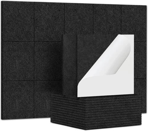 Vista 13 de TroyStudio 20 piezas de paneles acústicos autoadhesivos - Paneles absorbentes de sonido de 12 x 12 x 0.32 pulgadas, paneles de sonido decorativos