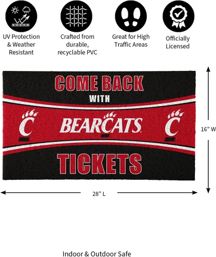 Vista 3 de Team Sports America University of Cincinnati Entrada interior y exterior 28 x 16 pulgadas Parte trasera antideslizante Tapetes de bienvenida
