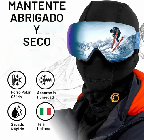 Vista 2 de GearTOP Máscara de esquí y pasamontañas para hombres y mujeres, cubierta facial cálida para esquí, snowboard, motocicleta Negro