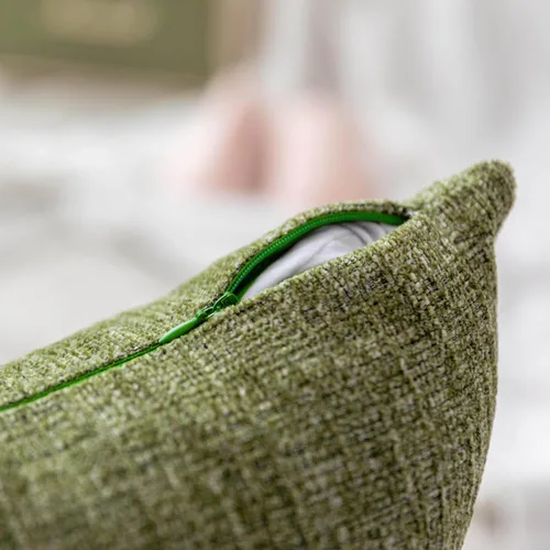 Vista 4 de Home Brilliant - Funda decorativa para cojín, diseño afelpado de terciopelo de felpilla a rayas, 1 pieza Verde Fresco