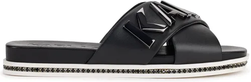 Vista 3 de KARL LAGERFELD Sandalias planas Janie Slide Criss Cross para mujer