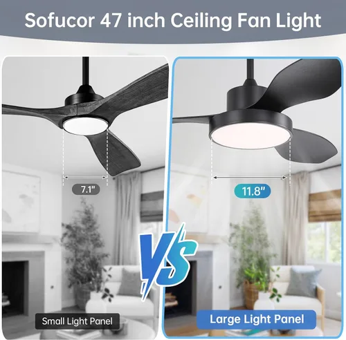 Vista 4 de Sofucor Ventilador de techo de 47 pulgadas con luces de montaje empotrado, modernos ventiladores de techo para exteriores con control remoto, 3CCT