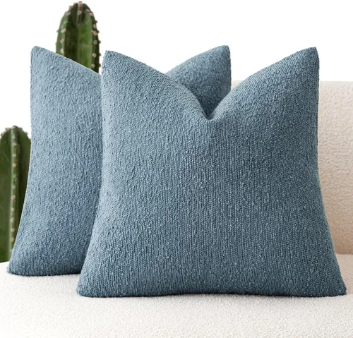 Vista 8 de Foindtower - Juego de 2 fundas decorativas de textura de bucle, fundas de almohada acentuadas, fundas de cojín sólidas, neutrales, para sofá, silla
