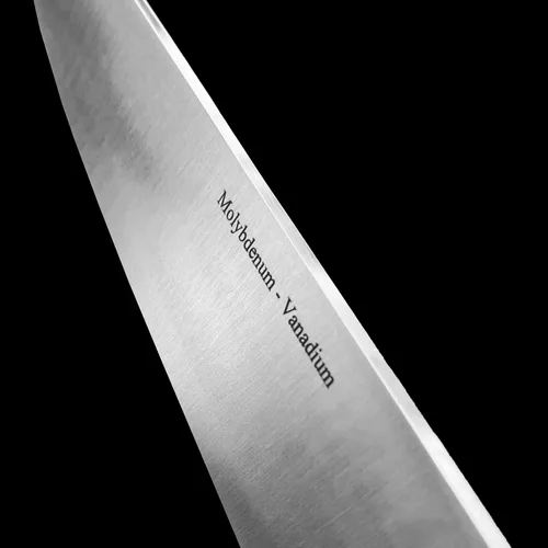 Vista 6 de MASAMOTO AT - Cuchillo japonés Yo Deba de 9.5 pulgadas (9.449 in) fabricado en Japón, cuchillo Deba de doble bisel resistente para carne congelada