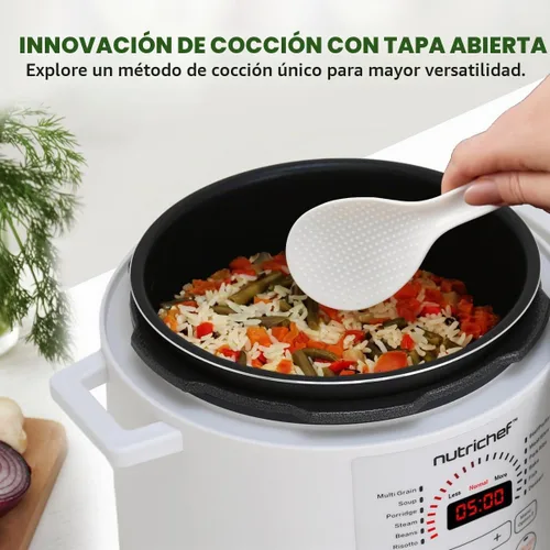 Vista 4 de NutriChef Olla a Presión Eléctrica de 6 Cuartos Olla a Presión Digital de Mostrador de 12 Funciones Tiempo y Temperatura Ajustables Función