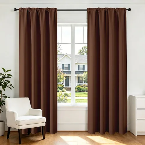 Vista 34 de CUCRAF - Cortinas opacas beige de 45 pulgadas, juego de 2 paneles con bolsillo para barra, cortinas para oscurecer dormitorios y sala de estar