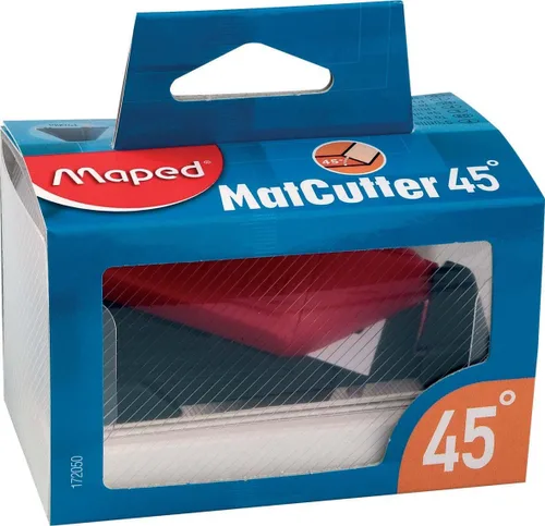 Vista 2 de Maped MatCutter - Herramienta de corte de 45 grados para cortes biselados, viene con 5 cuchillas adicionales, rojo/negro (172050)