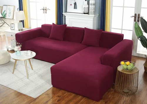 Vista 19 de Aedlcal Fundas para sofá, fundas para sofá modular, 2 piezas, fundas elásticas de jacquard para sofá, funda antideslizante en forma de L para sala