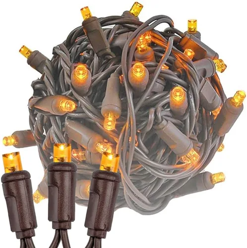 Vista 15 de Novelty Lights Guirnalda de 50 luces LED rojas de Navidad de 25 pies, espacio de 6 pulgadas en cable marrón, luces de Navidad de grado comercial Rojo