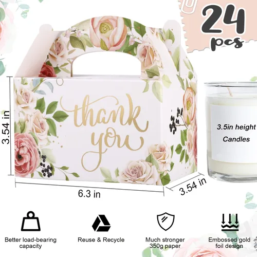 Vista 4 de Paquete de 24 cajas de regalo de fiesta, cajas de dulces de agradecimiento de papel de aluminio dorado para bodas, despedidas de soltera, cajas