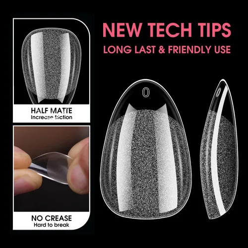 Vista 7 de Coffine Nails - Puntas de uñas de gel suave con puntas de uñas cortas de almendra, 336 piezas de uñas de gel medio mate prepulidas, puntas