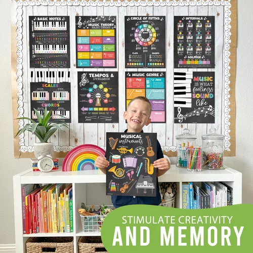 Vista 8 de Hadley Designs Decoración de aula de música, 9 pósteres de aula de música, pósteres de primaria, coro y solfeo, letreros de mano de solfeo e