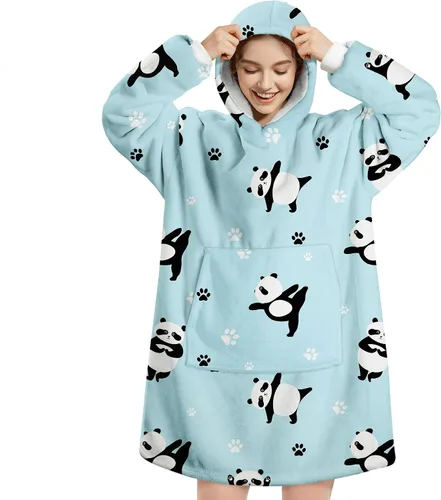 Vista 14 de Wearable Blanket Hoodie, Oversized Flannel Comfy Sweatshirt for Adults,Warm Cozy Hooded Body Blanket