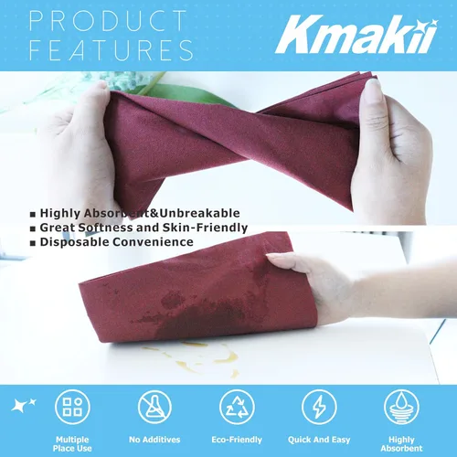 Vista 2 de KMAKII Servilletas de cena desechables color burdeos con tacto de lino, servilletas de papel de alta calidad, ideales para restaurantes, eventos