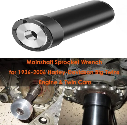 Vista 6 de Moker llave con muesca para eje principal/polea contratuerca, compatible para Harley Davidson Twin Cam y Big Twin eje principal contratuerca