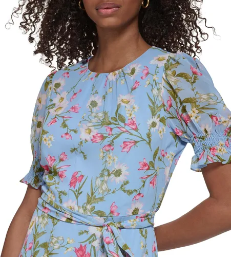 Vista 5 de Jessica Howard Womens Floral Fit & Flare Chiffon Midi Dress