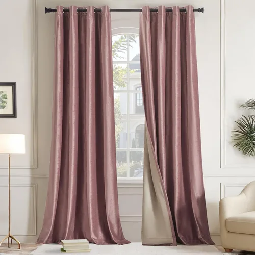 Vista 10 de GIGIZAZA Cortinas de terciopelo 100% opacas de 72 pulgadas, 2 paneles, cortinas negras para ventana, con aislamiento térmico, cortina de lujo