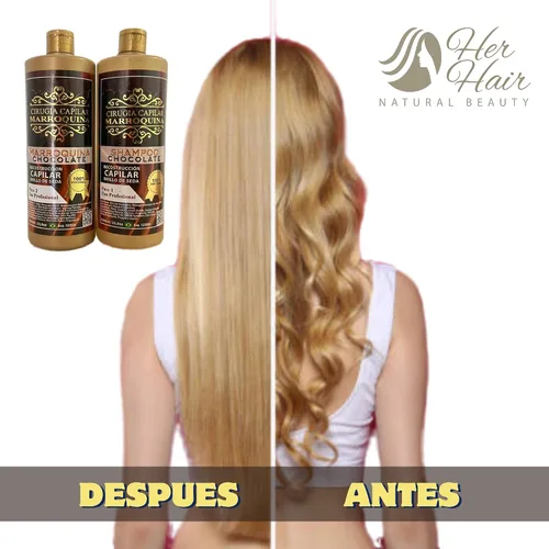 Vista 4 de Generic Ciruga Capilar Marroquina Chocolate 33.8 oz, Champú Chocolate 33.8 oz - Kit 2 Pasos para uso profesional, hidratación profunda, control