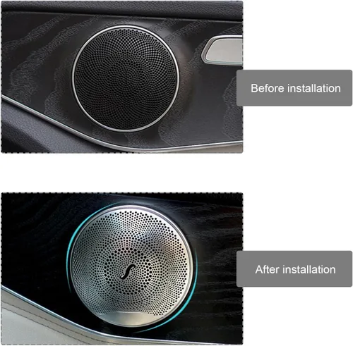 Vista 3 de 4 piezas de cubierta de altavoz de audio para automóvil, ajuste de altavoz de puerta, compatible con Mercedes-Benz E/C/GLC Clase W213 W205