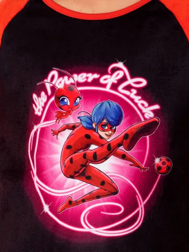 Vista 4 de INTIMO Miraculous Tales of Ladybug & Cat Noir - Conjunto de pijama para niña con el poder de la suerte, Multi colorido