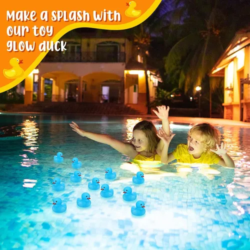 Vista 7 de Tradder 50 patos de goma que brillan en la oscuridad de 2 pulgadas que brillan en la oscuridad, flotador de goma para verano, para piscina, baño