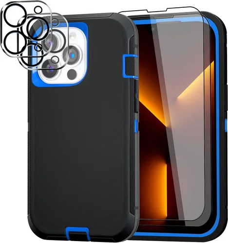Vista 30 de Funda para iPhone 13 Funda 6.1" con Soporte Plegable y Clip para Cinturón con 2 Protectores de Pantalla + 2 Protectores de Lente de Cámara, Cubierta