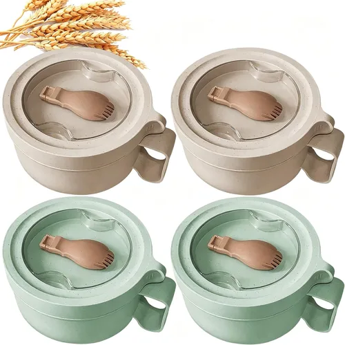Vista 11 de Tazas para sopa de microondas con tapas, tazón de ramen para microondas de 28.7oz con tapa, diseño mejorado de agarre fácil para llevar contigo