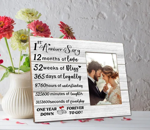 Vista 4 de Marco de fotos para el primer aniversario, regalos para el primer aniversario de la pareja, regalos de matrimonio de aniversario para él, ella