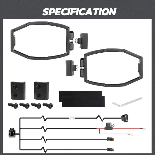 Vista 8 de Espejos de visión lateral UTV, espejos laterales Lumimotor Ranger de aluminio con luces LED compatibles con Polaris Ranger General, Can Am Defender